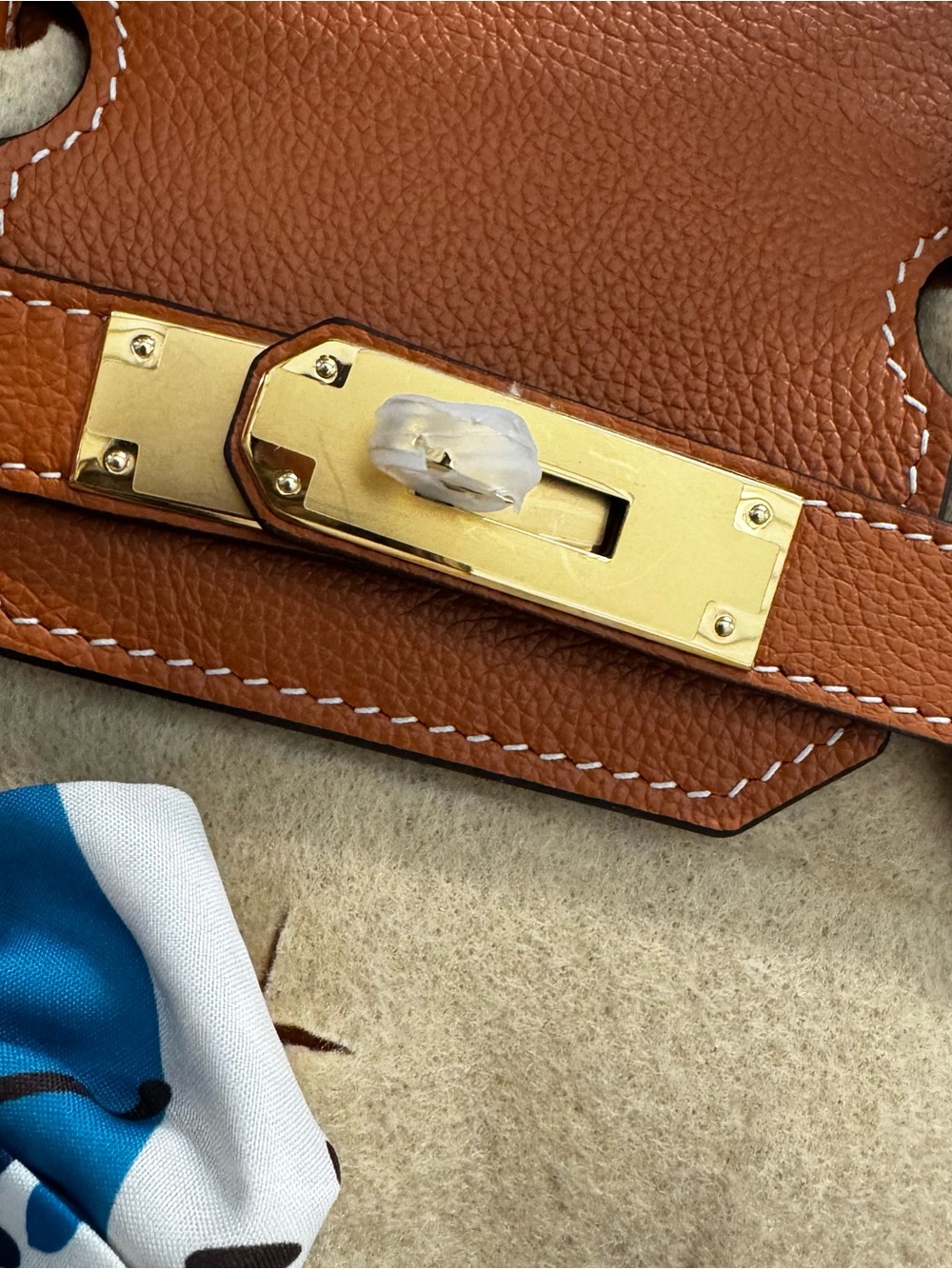 LEATHER INSIDE & OUT Gold Brown 30 BK Satchel Structured Belted w/ Gold HW - Picture 7 of 11